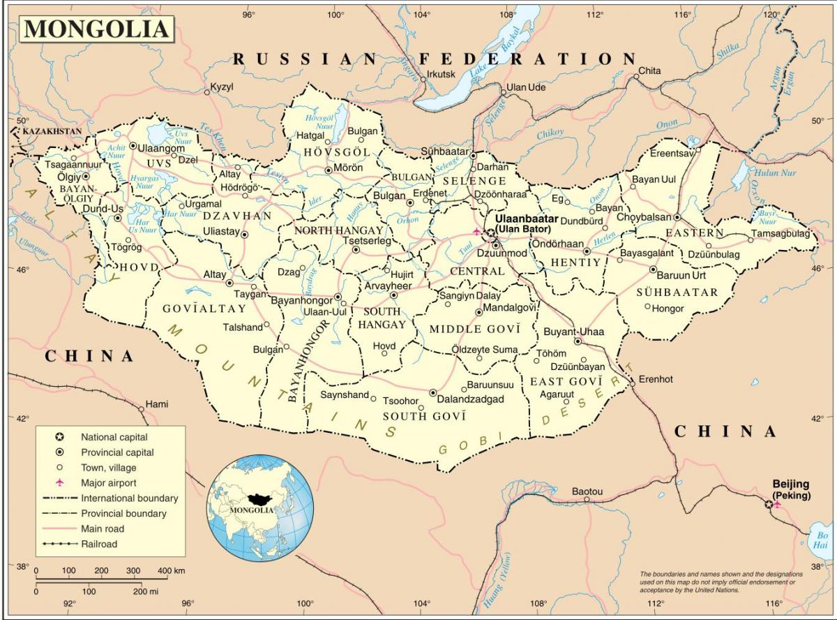 Mongolsko krajiny mapu