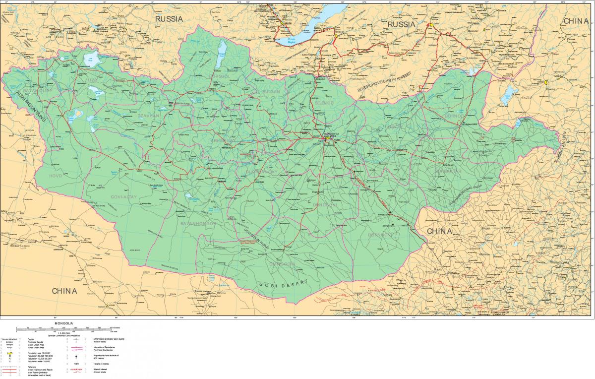 mapa Mongolsko cesty