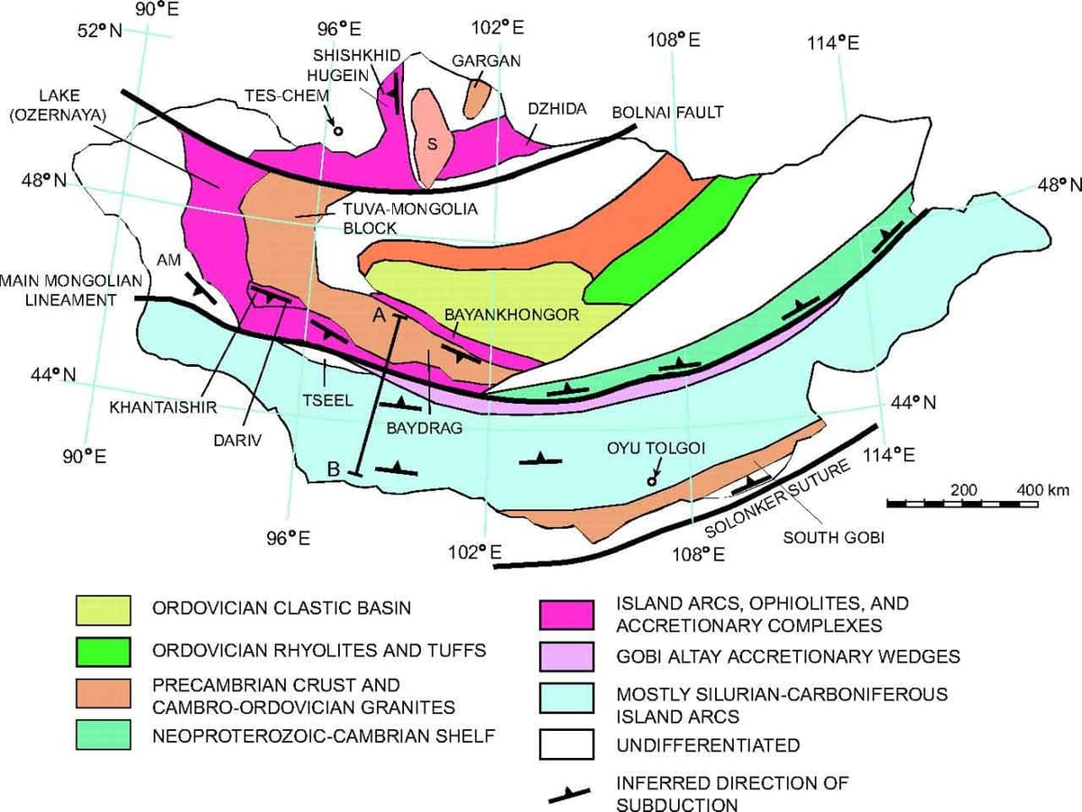 mapa geologická mapa Mongolsko