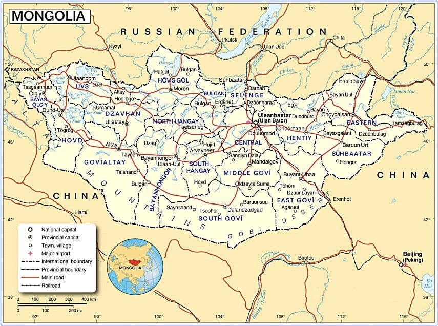 Mongolsko turistické mapy