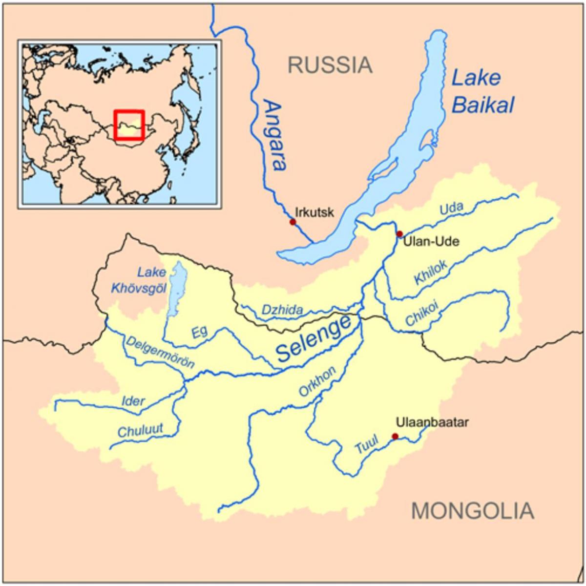 mapa Mongolsko rieka