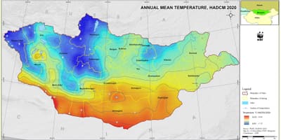 Mapa Mongolsko klímy 