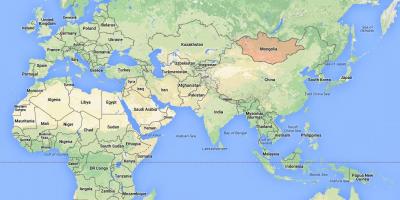 Svet mapy zobrazujúci Mongolsko